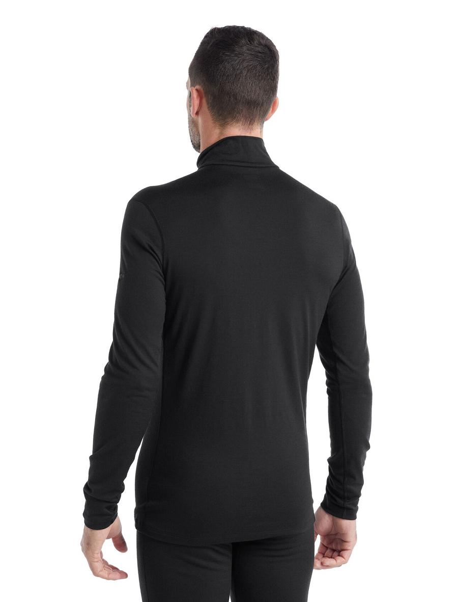 Icebreaker Merino 200 Oasis Long Sleeve Half Zip Thermal Top Miesten Base Layers Mustat | FI 1361UZGT